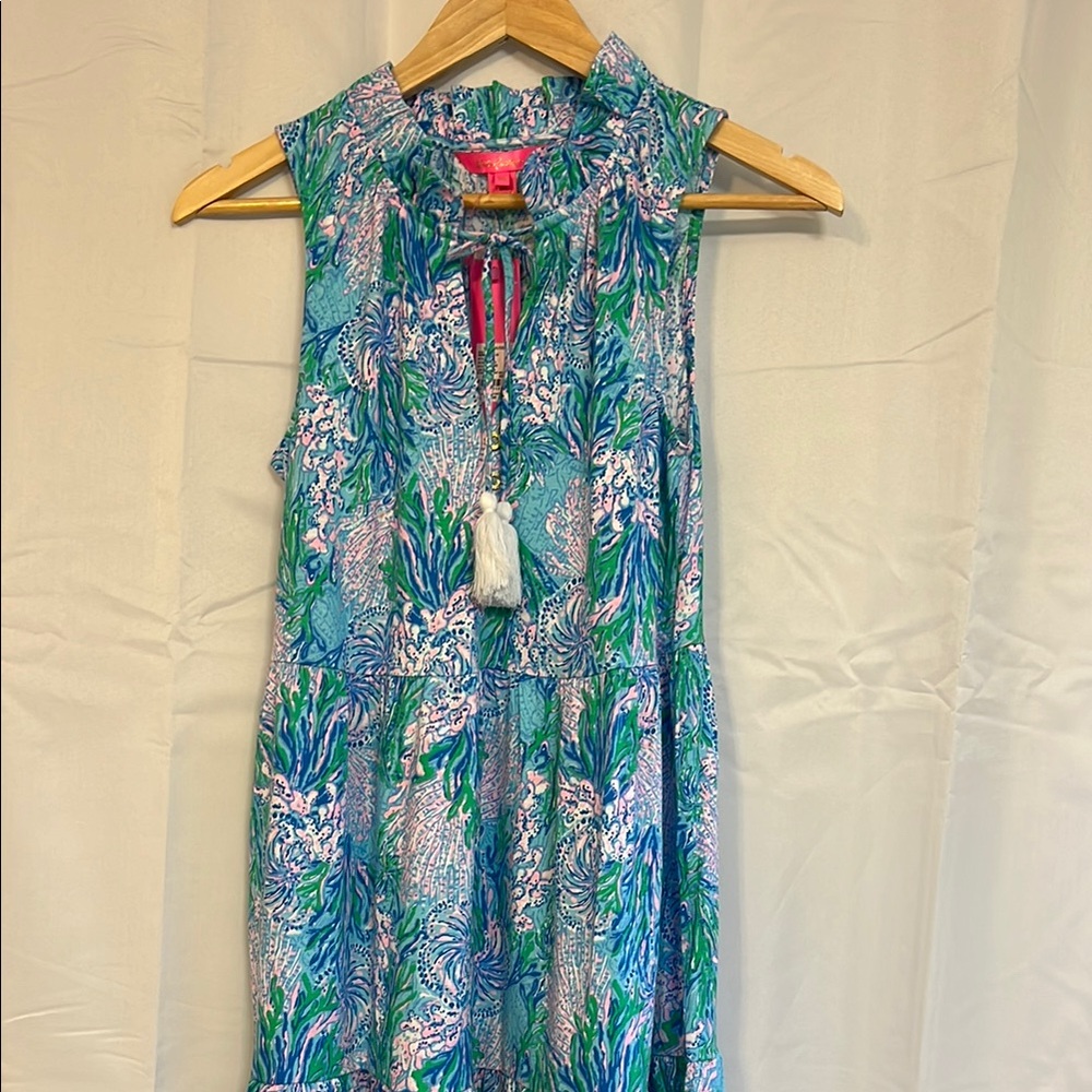 Lilly Pulitzer Blue and Green Sleeveless Dress